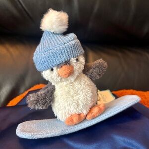 Jellycat snowboarding peanut penguin